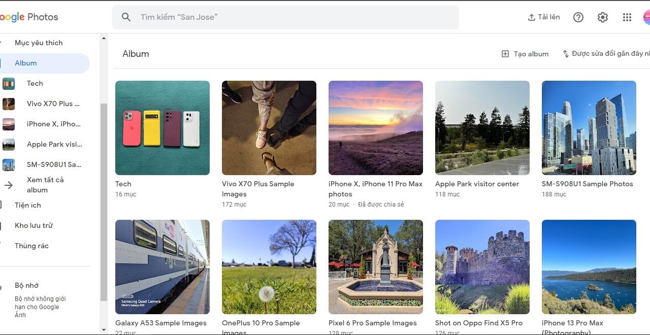 Интерфейсът на Google Photos