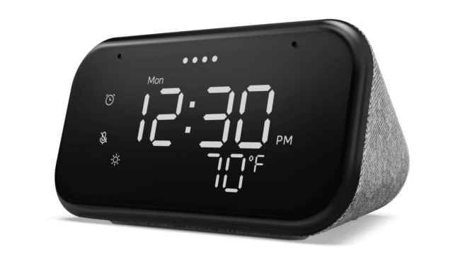 Умният часовник Lenovo Smart Clock Essential с LED дисплей, който показва час и температура