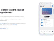 Екран от приложението Revolut с карта и опции за замразяване, PIN и сигурност до текст за защитата от измами