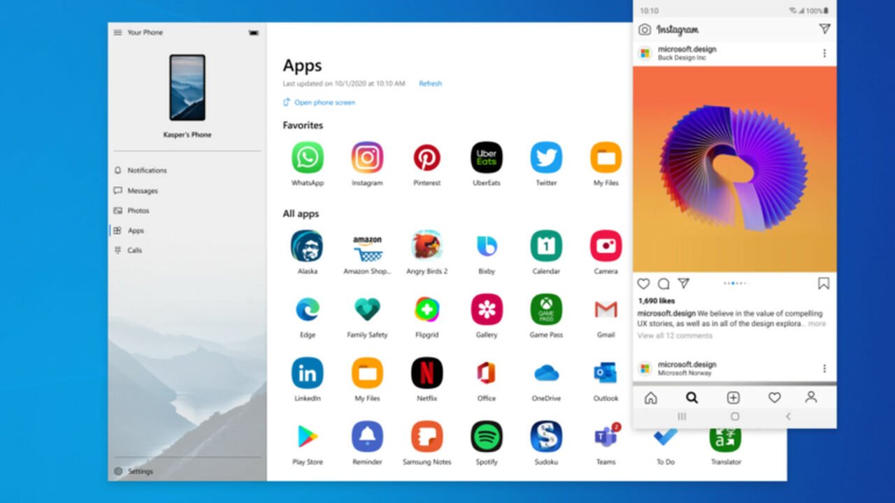 Android приложения на компютър с Windows 10 чрез Your Phone