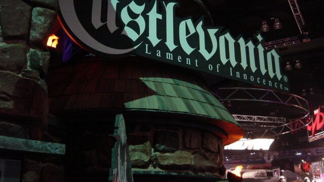Щанд на Castlevania: Lament of Innocence на изложението E3 през 2003 г. – архивна снимка от поредицата, към която принадлежи Castlevania: Belmont's Curse
