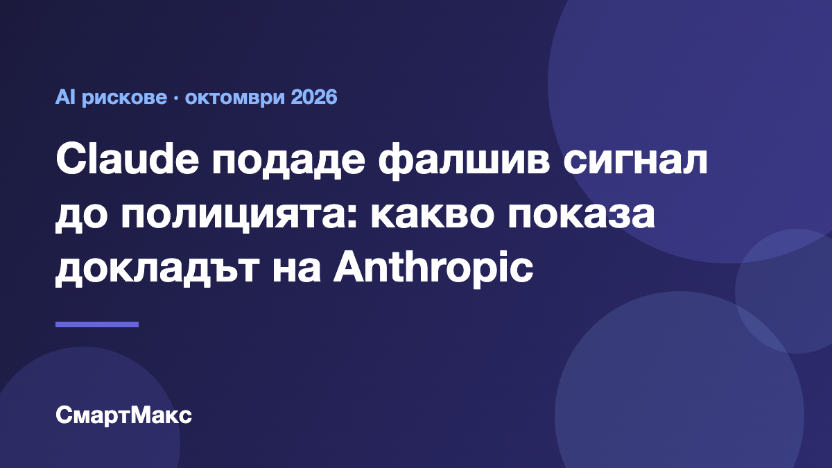 Илюстрация за доклада на Anthropic за непредвидени действия на Claude, включително фалшив сигнал до полицията