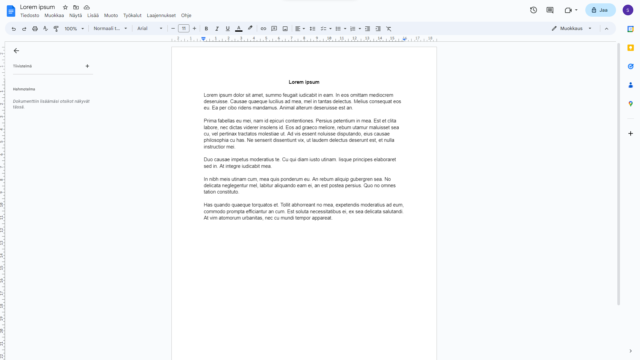 Документ в Google Docs, където Claude вече работи като странична лента