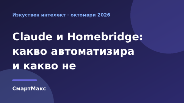 Илюстрация със заглавие: Claude и Homebridge – какво автоматизира и какво не