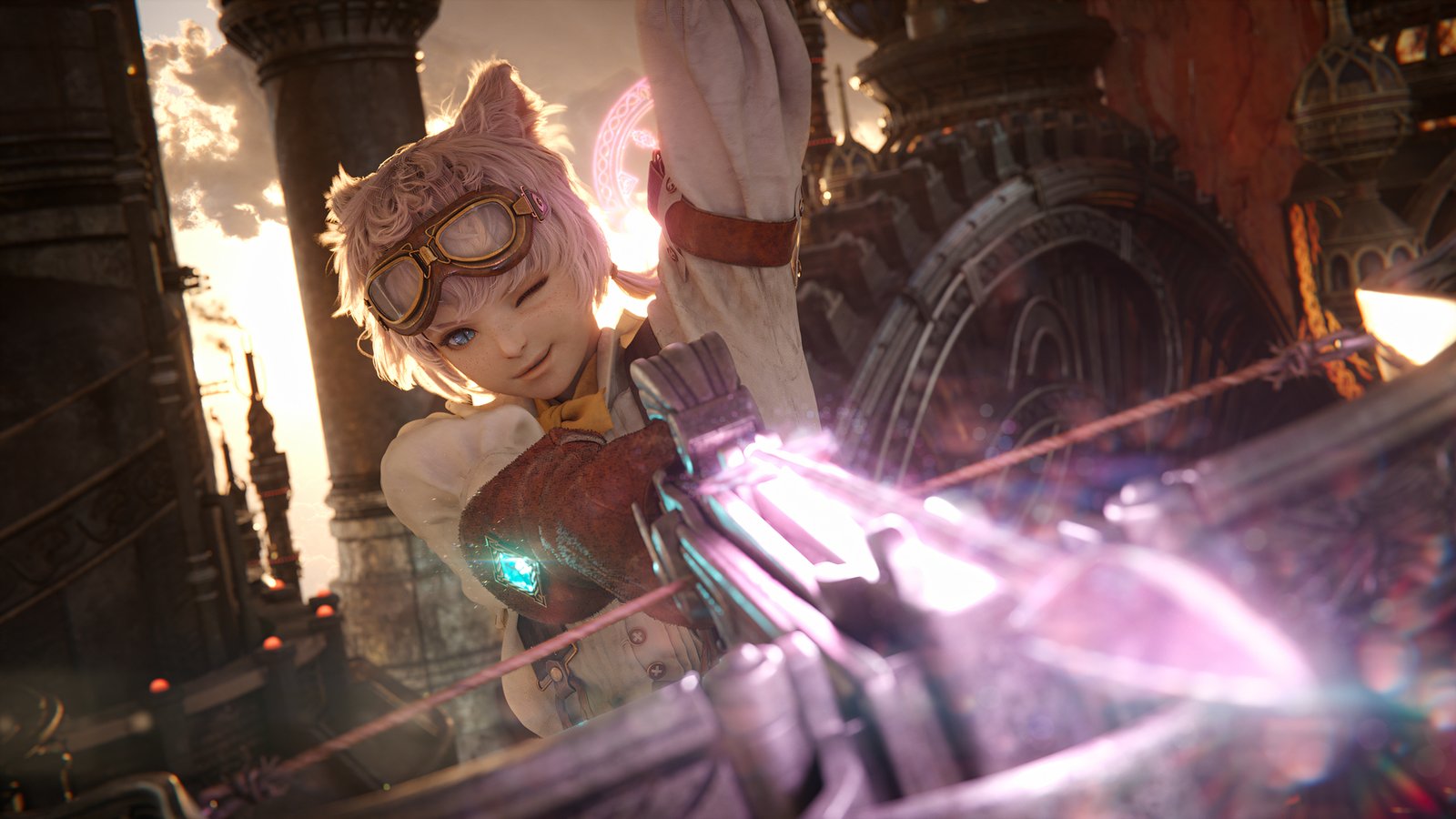 Героиня с очила и арбалет стреля – кадър от трейлъра на Final Fantasy XIV: Evercold