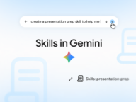 Gemini skills: поле за въвеждане със заявка за създаване на умение за подготовка на презентация