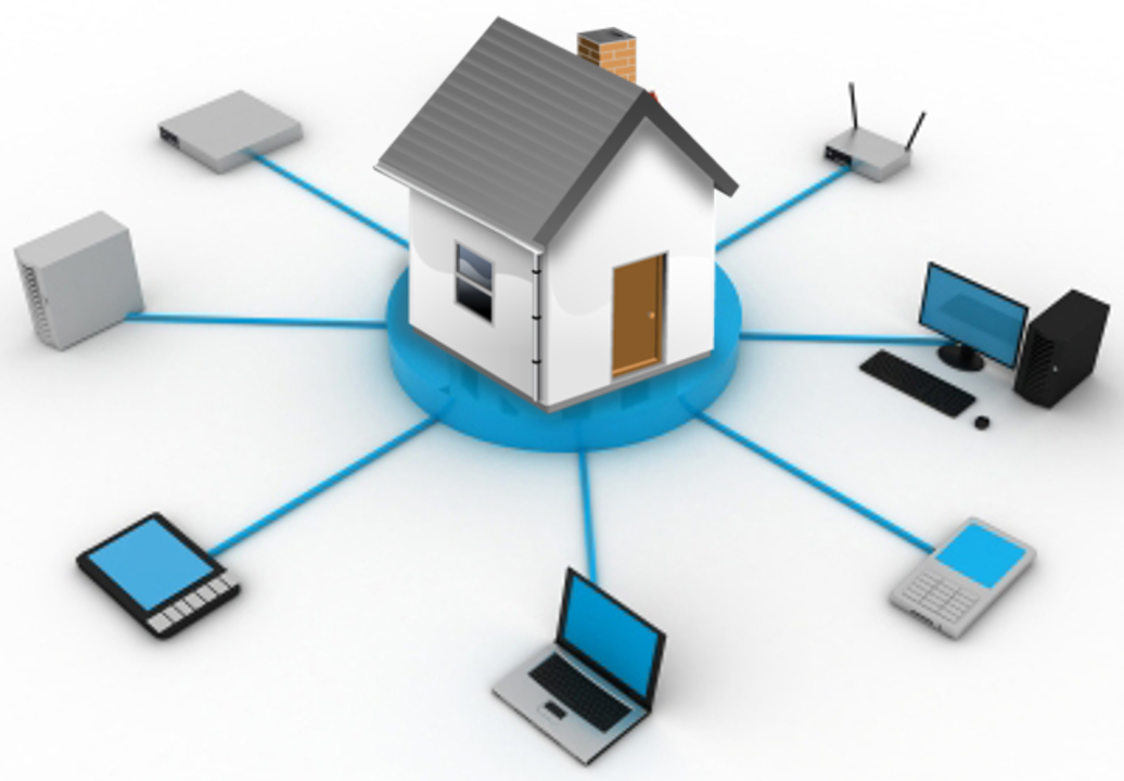 Илюстрация на домашна Wi-Fi мрежа с рутер