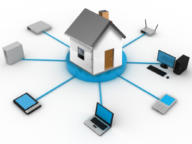 Илюстрация на домашна Wi-Fi мрежа с рутер