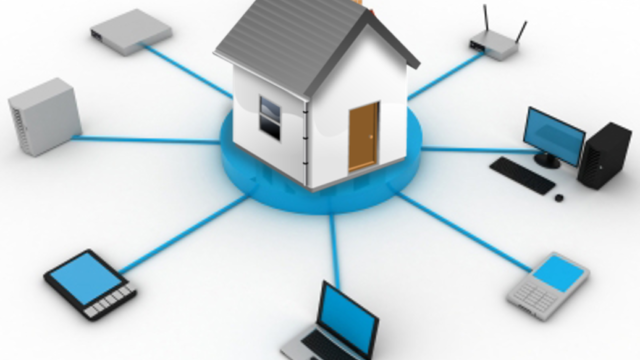 Илюстрация на домашна Wi-Fi мрежа с рутер