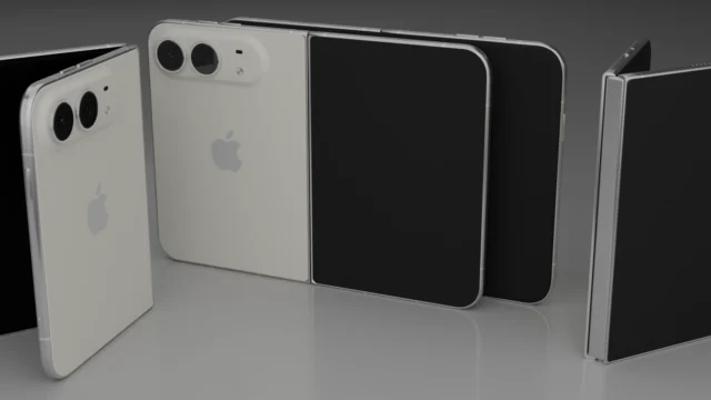 Концептуална 3D визуализация на сгъваем iPhone Duo, за който е предназначен iOS 27.1