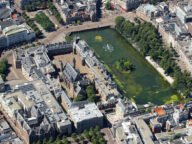 Въздушна снимка на Binnenhof в Хага, където заседават нидерландското правителство и парламент