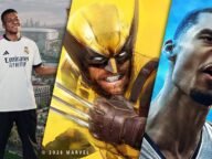 Рекламни изображения на EA Sports FC 27, Marvel’s Wolverine и NBA 2K27 едно до друго