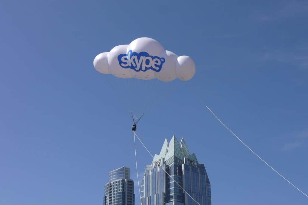 Балон с логото на Skype на фестивала SXSW