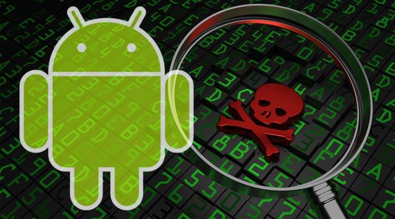 Смартфон с Android и предупреждение за зловреден софтуер