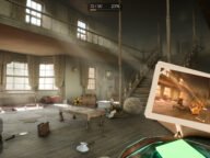 Разрушена стая в Unmess Co.: Rewind the Wreck със снимката „преди“, по която играчът възстановява обстановката