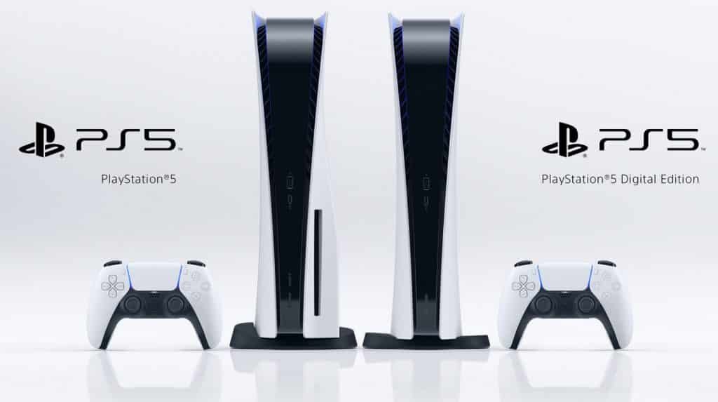 Конзолата PlayStation 5 и PS5 Digital Edition с контролерите DualSense