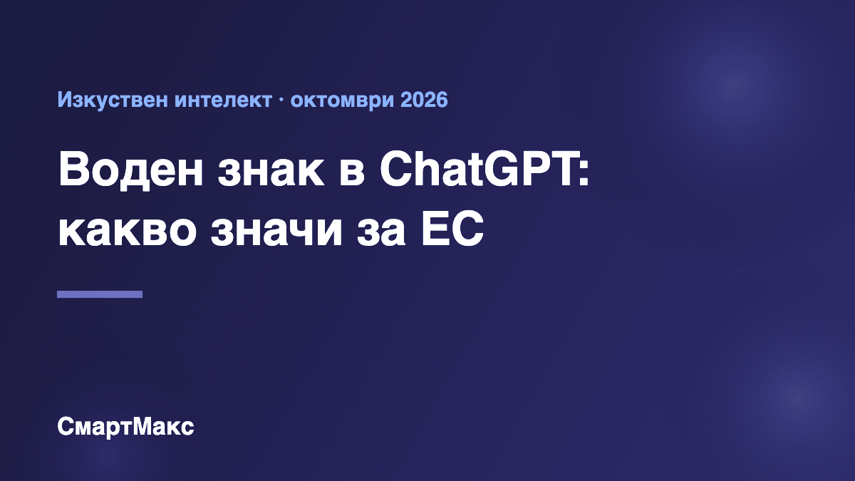 Воден знак в ChatGPT за потребителите в ЕС – заглавна илюстрация на СмартМакс