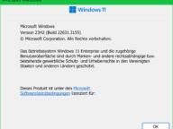 Прозорец с информация за версията Windows 11 23H2 – край на поддръжката за Enterprise и Education